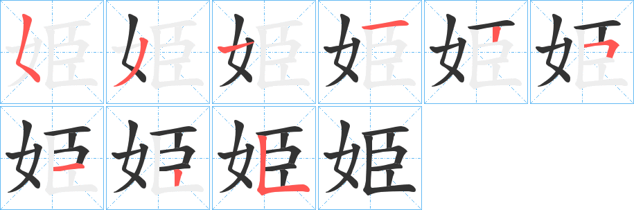 姫的筆順?lè)植窖菔?>
					
                    <hr />
                    <h2>姫的基本信息</h2>
                    <div   id=