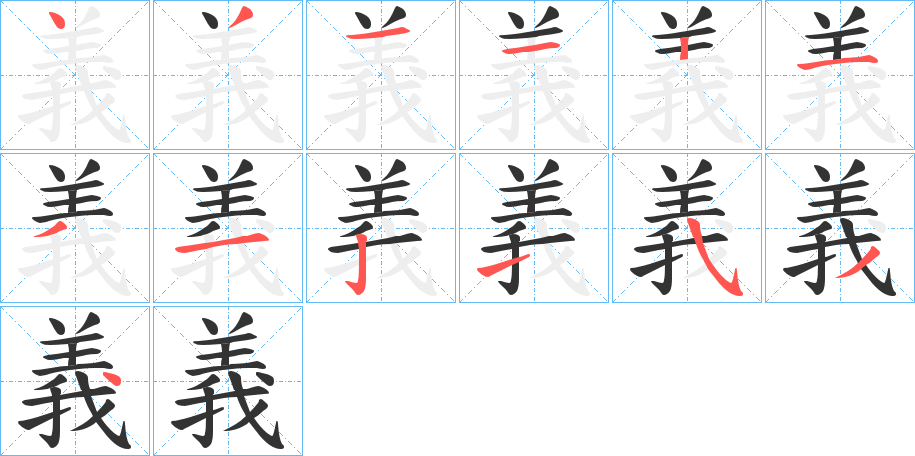 義的筆順?lè)植窖菔?>
					
                    <hr />
                    <h2>義的基本信息</h2>
                    <div   id=