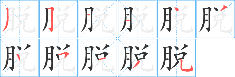 脫的筆順?lè)植窖菔?>
					
                    <hr />
                    <h2>脫的基本信息</h2>
                    <div   id=