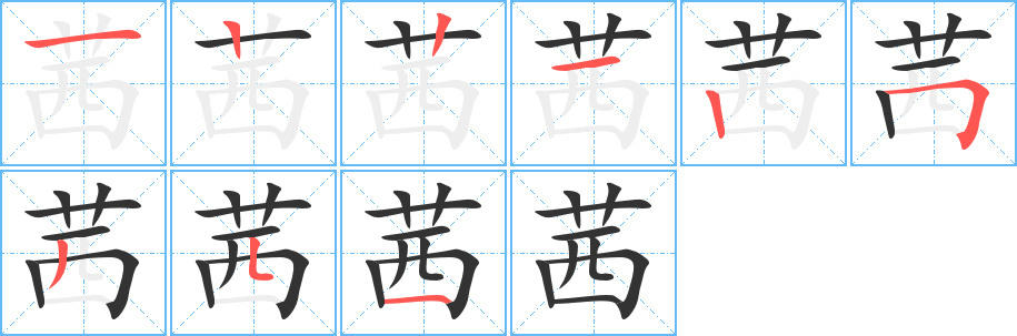 茜的筆順分步演示
